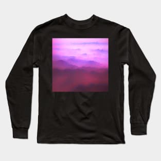 Misty Mountains - unearthly landscape with mountain peaks in pink and purple (impressionist style) Long Sleeve T-Shirt